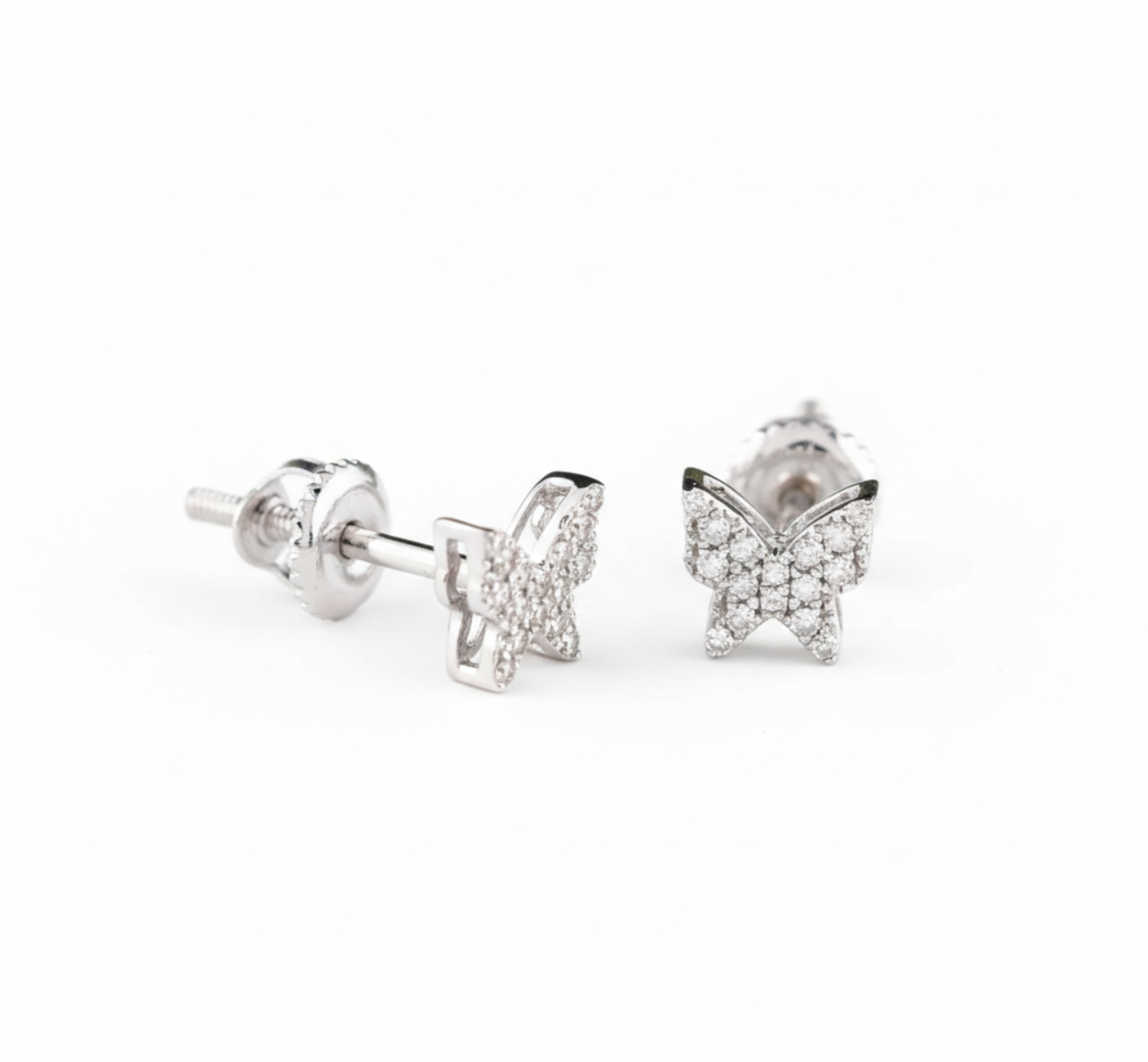 Butterfly Lab-Grown Diamond Stud Earrings (Sterling Silver)