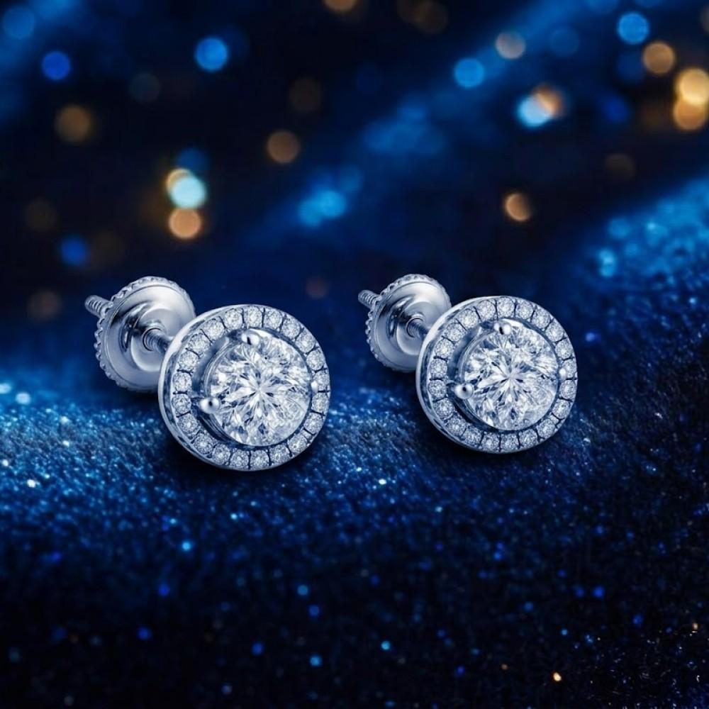 1.14ct Halo Lab Diamond Stud Earrings