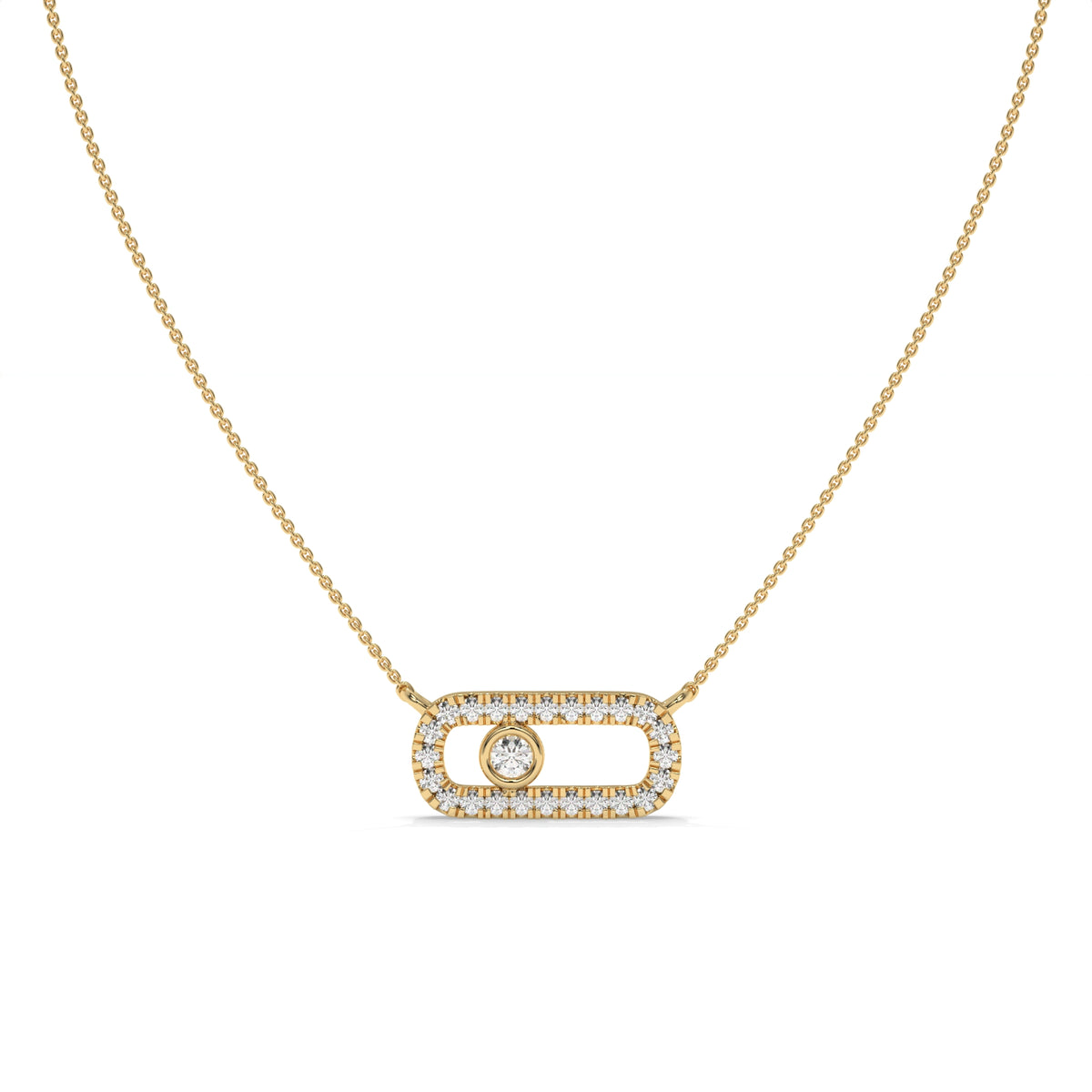 0.21 CT Diamond Oval Link Pendant Necklace