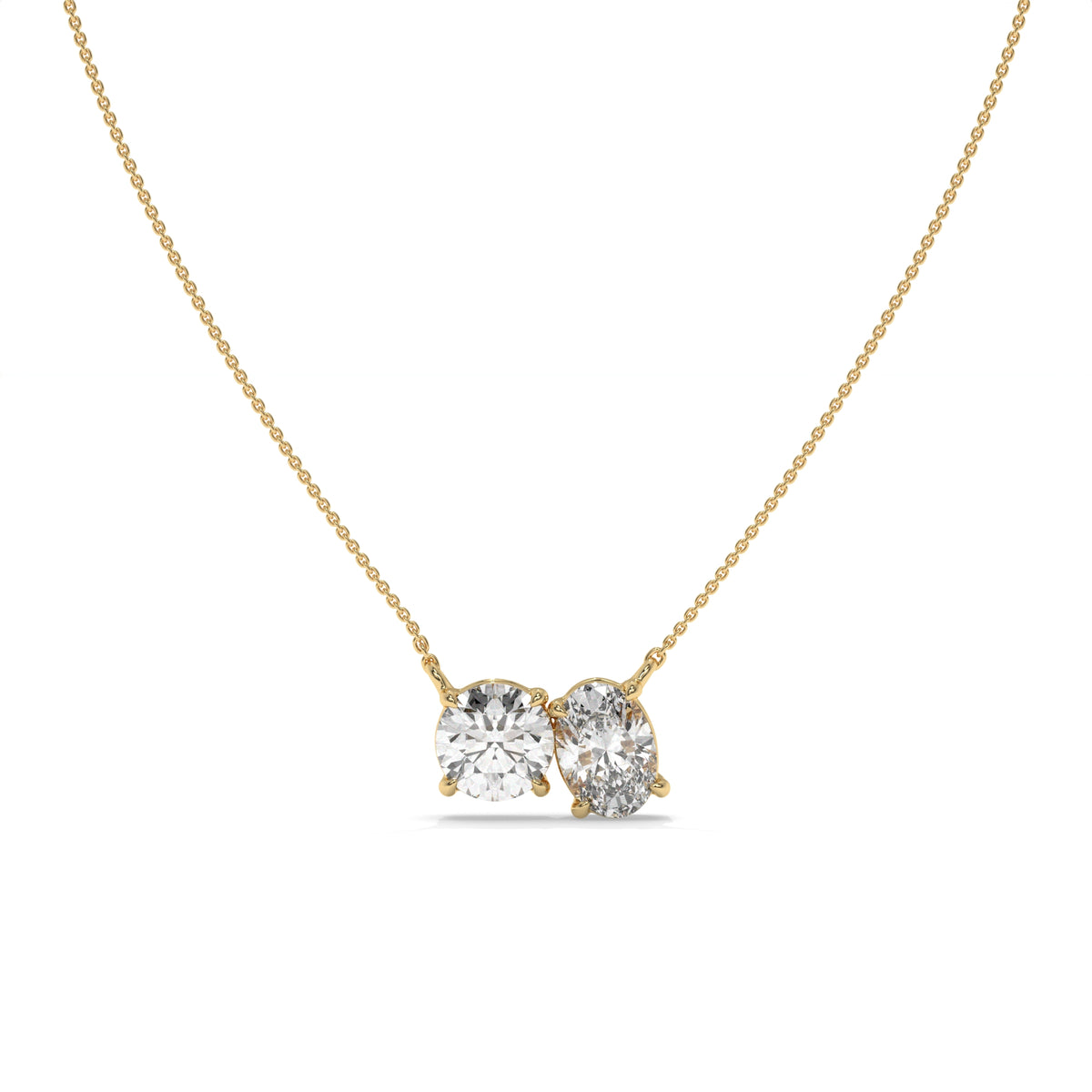 1.50 CT Two-Stone Diamond Pendant Necklace