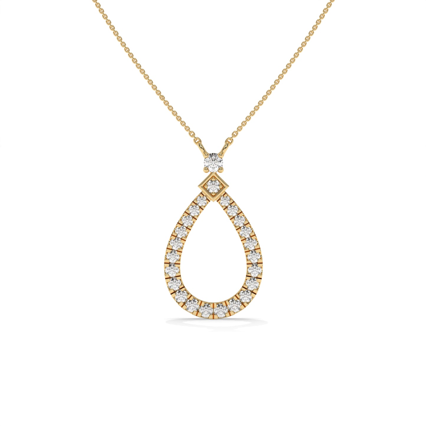 0.49 CTW Pear Halo Pendant Necklace