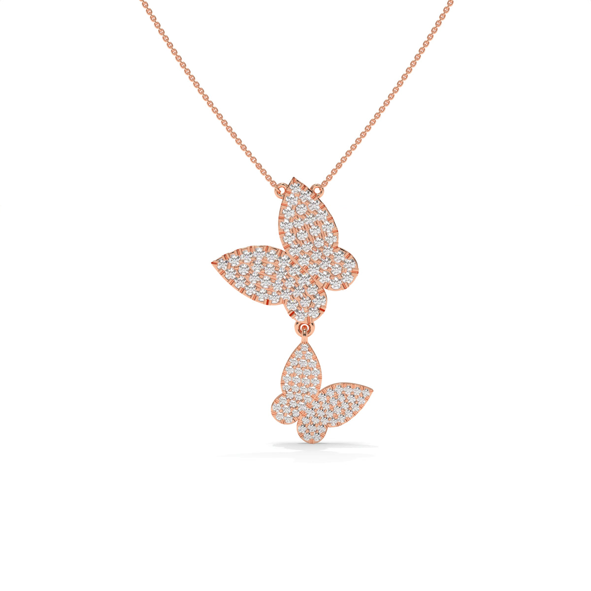 0.78 CT Diamond Butterfly Drop Pendant Necklace