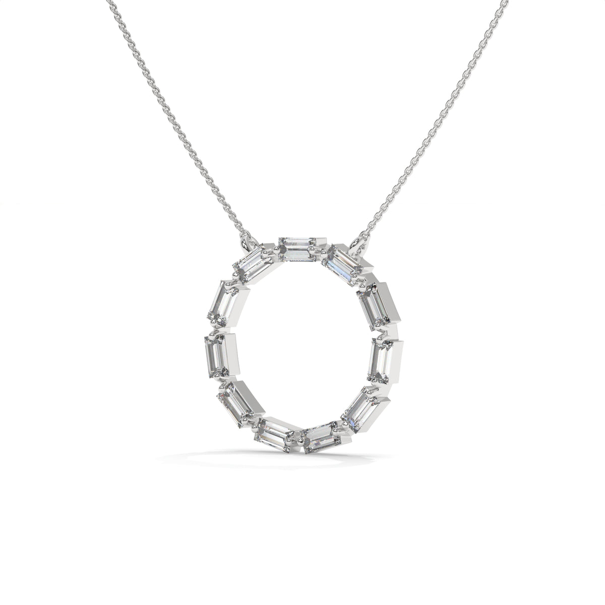 0.55 CT Baguette Diamond Circle Pendant Necklace