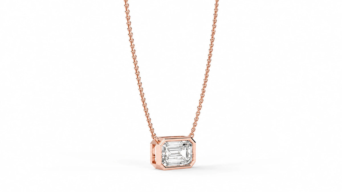3.00 CTW Diamond Solitaire Pendant Necklace – Rose Gold – Angled View