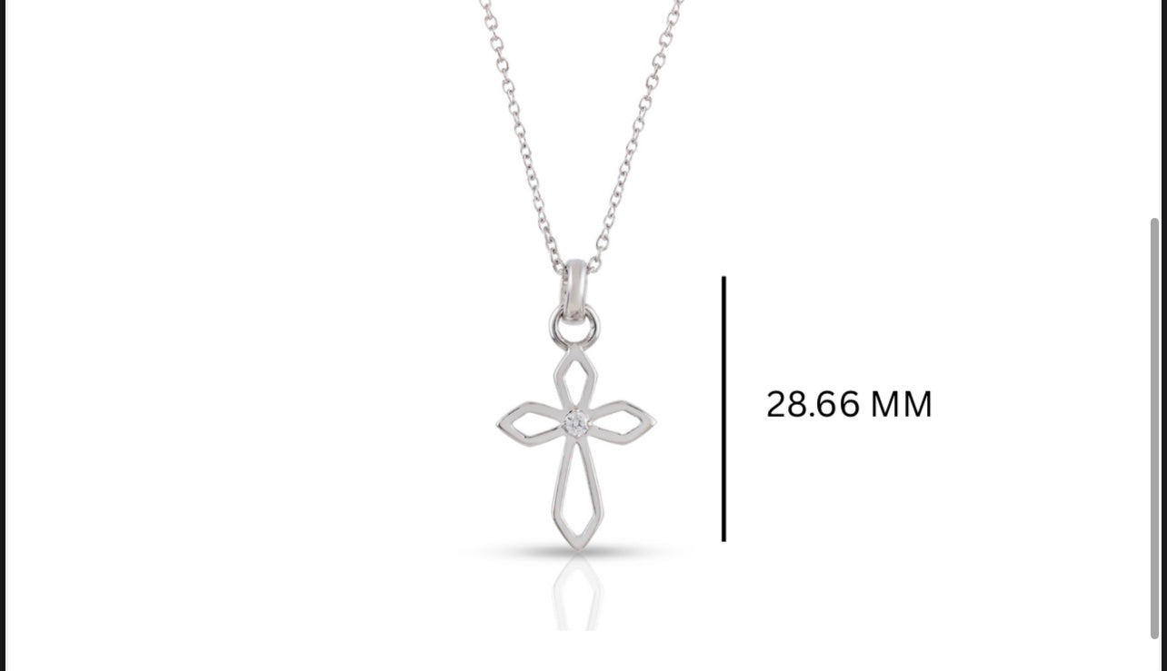 Minimal Diamond Cross Necklace Set – Sterling Silver