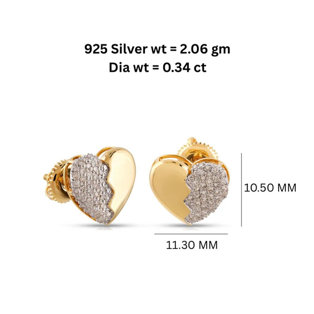 Broken Heart Lab-Grown Diamond Stud Earrings (Sterling Silver)