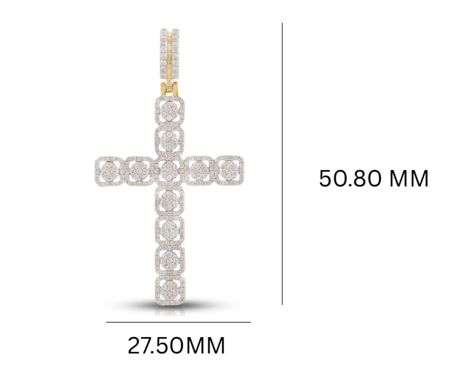 Full Iced Cluster Diamond Cross Pendant – Sterling Silver