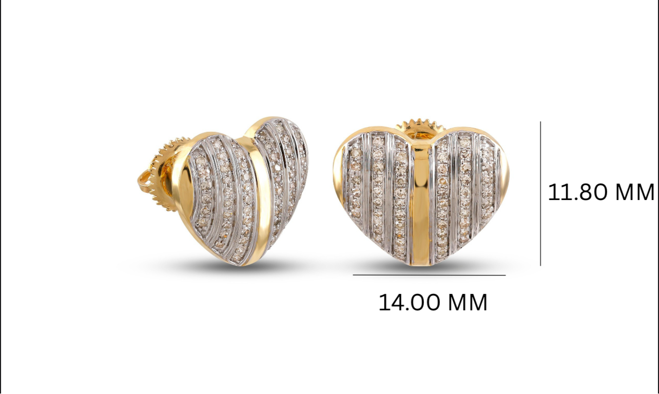 Heart-shaped earrings with gold and diamonds GLAM NYC
