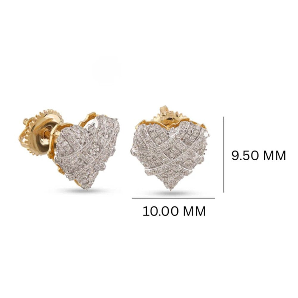 Iced Heart Lab-Grown Diamond Stud Earrings (Sterling Silver)