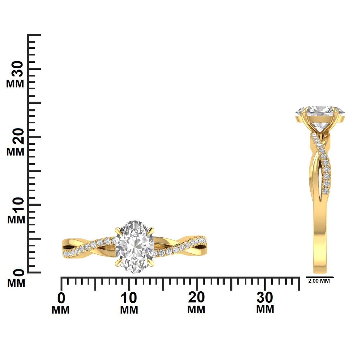 1.125 CTW Oval Diamond Split Shank Engagement Ring