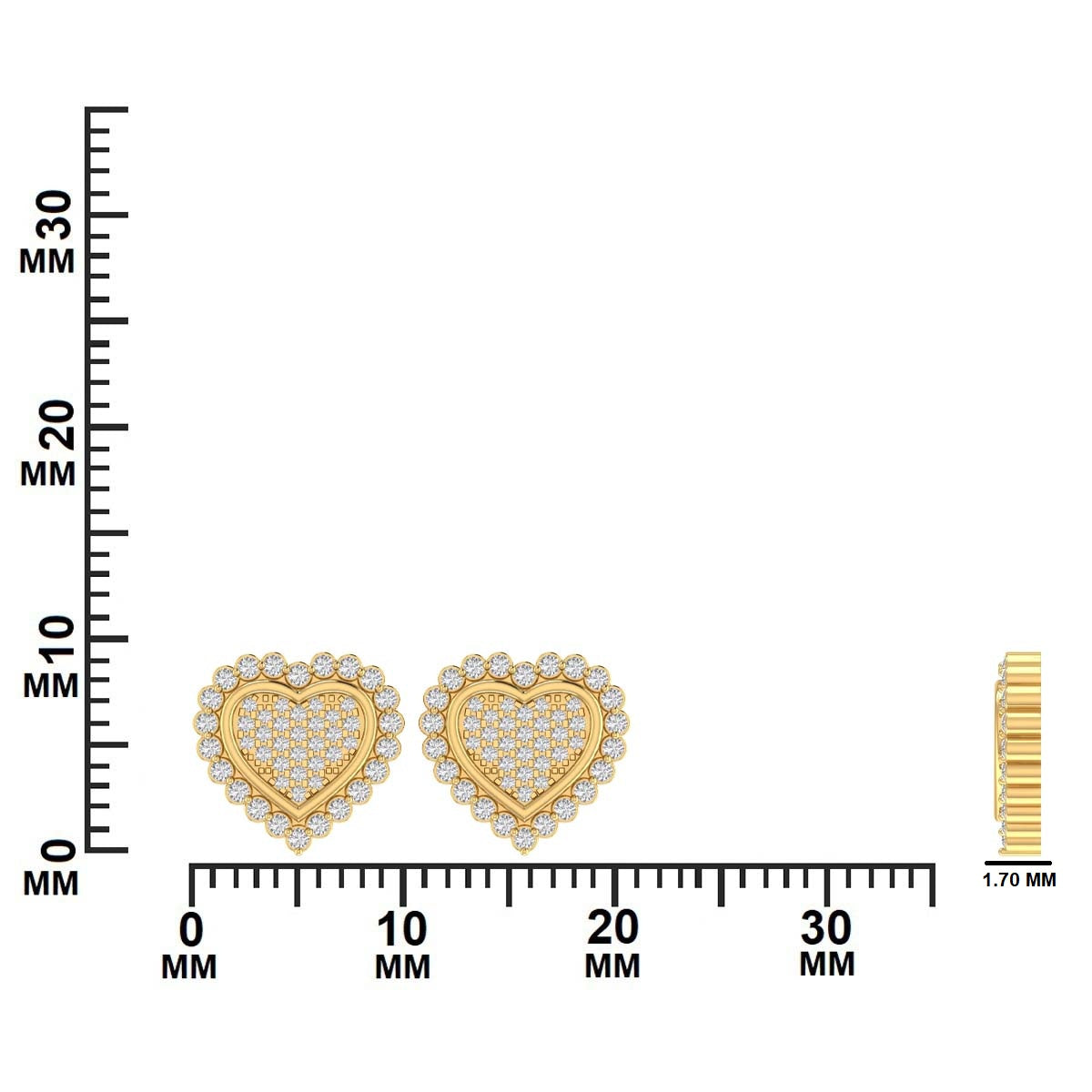 Heart shaped gold earrings with diamonds GLAM NYC