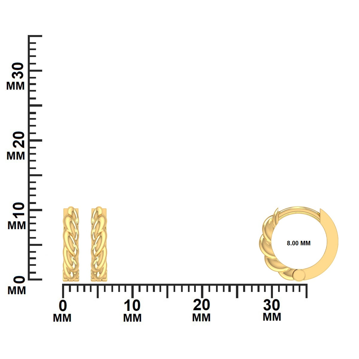Gold hoop earrings measurement GLAM NYC