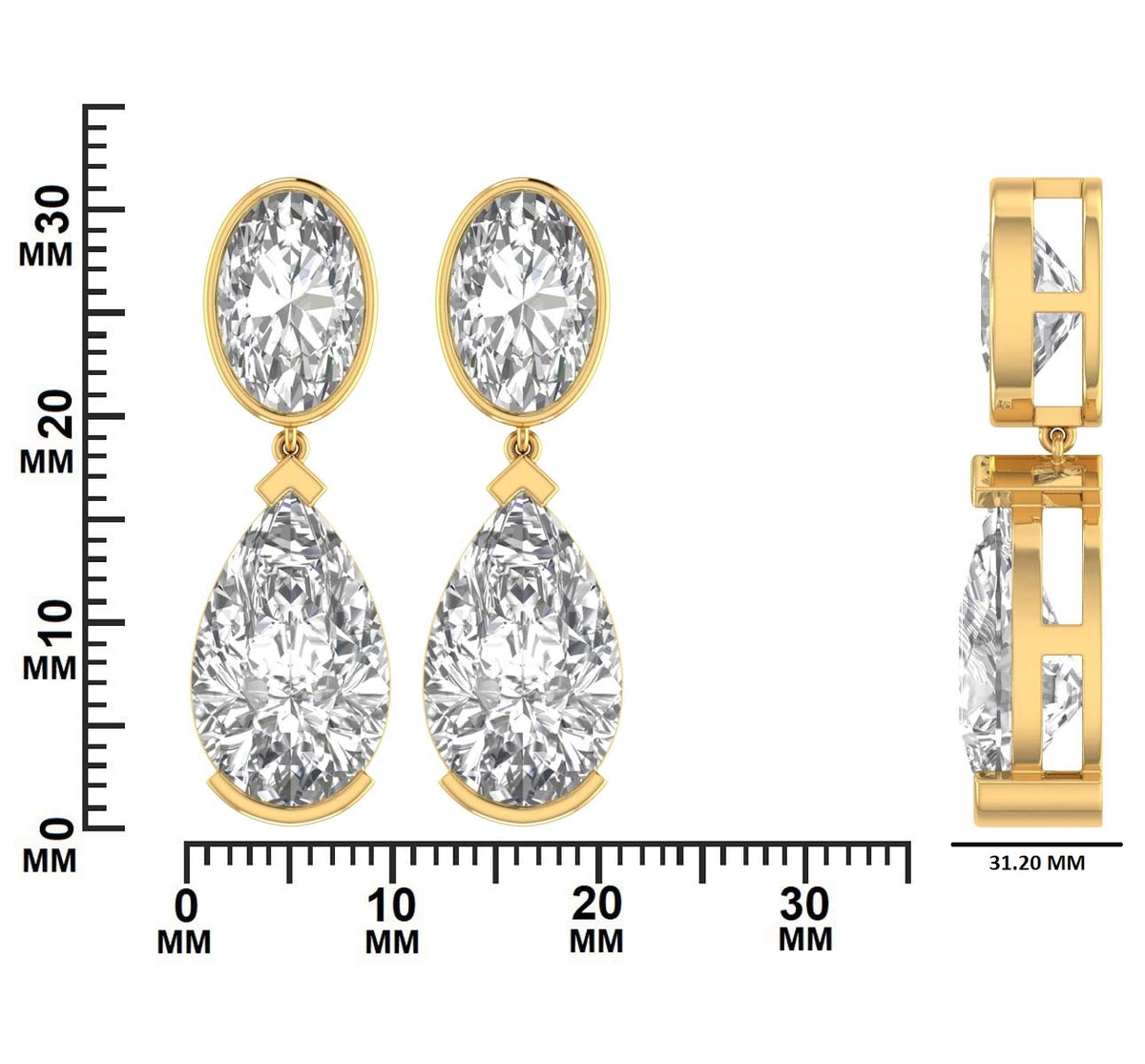 14 CTW Pear Diamond Drop Earrings