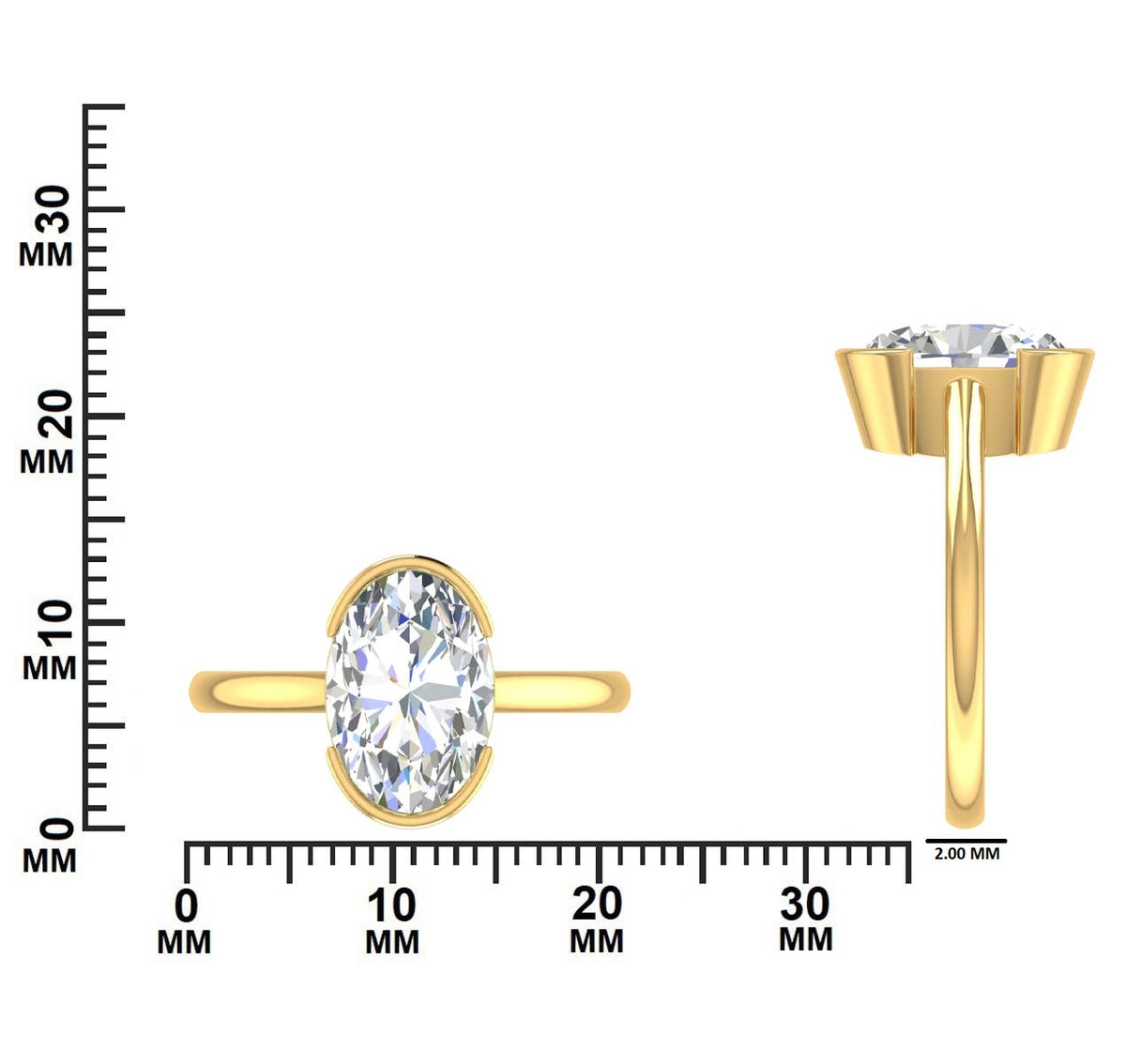 3.00 CTW Oval Diamond Solitaire Ring