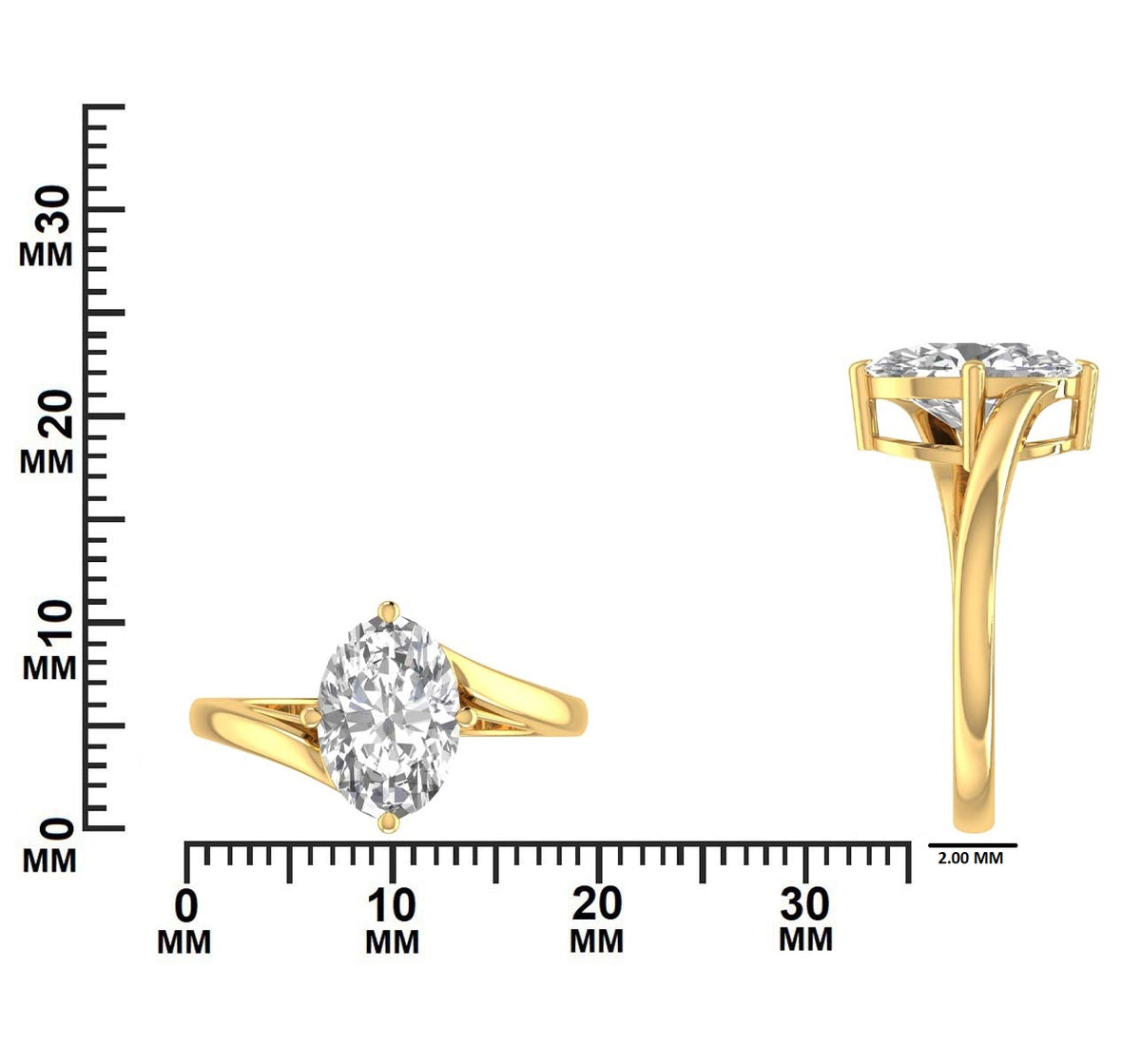 2.5 CTW Oval Diamond Solitaire Engagement Ring