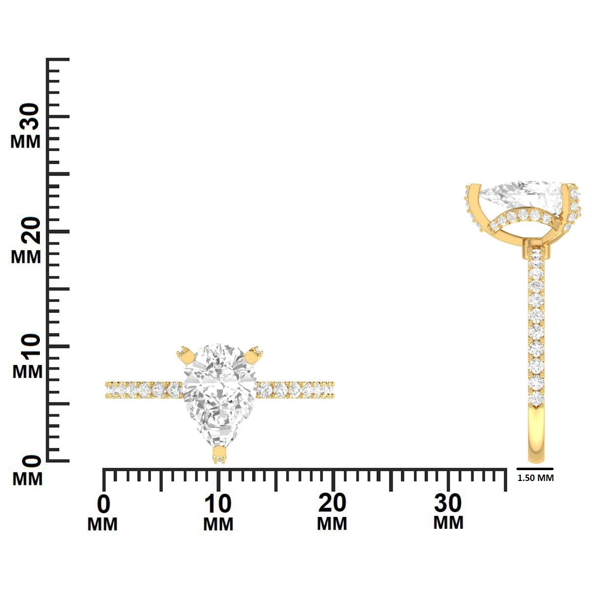1.90 CTW Pear Cut Diamond Halo Engagement Ring