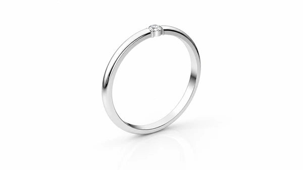 0.021 CT Diamond Solitaire Band Rin White Gold Front View