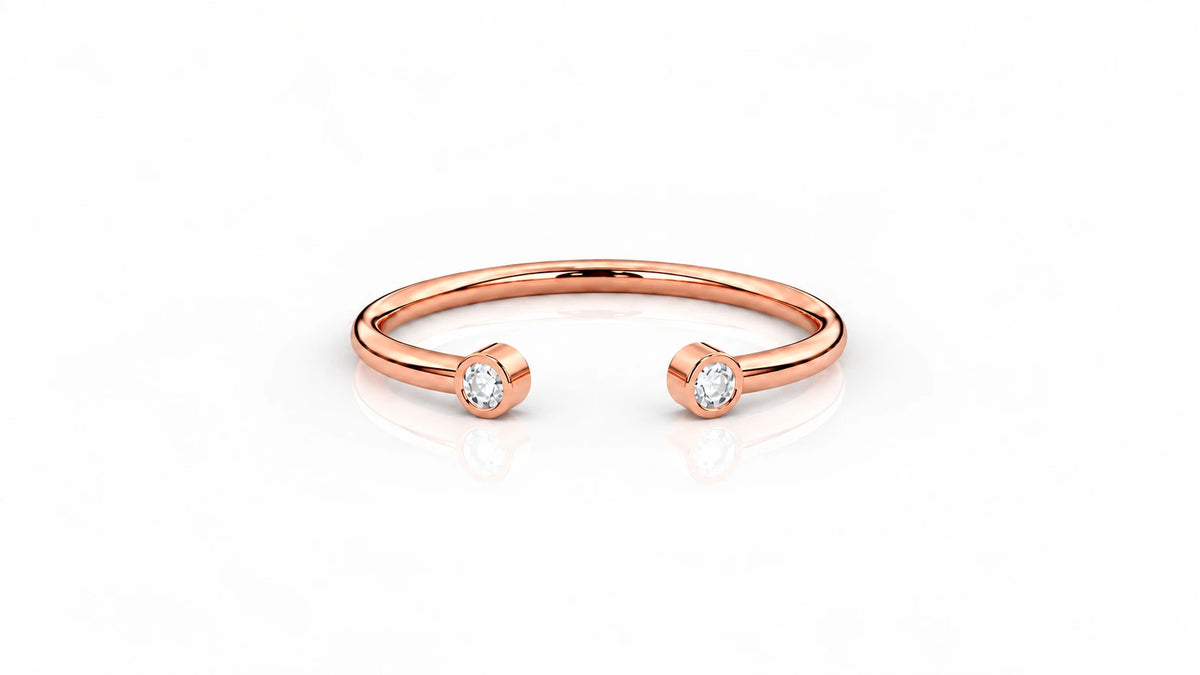 0.03 CTW Diamond Open Cuff Ring Rose Gold Front View
