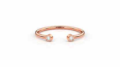 0.03 CTW Diamond Open Cuff Ring Rose Gold Front View