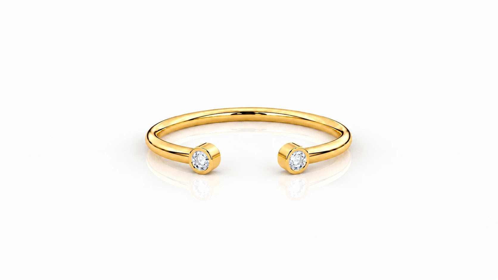 0.03 CTW Diamond Open Cuff Ring Yellow Gold Front View
