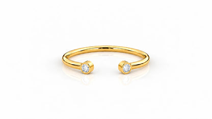 0.03 CTW Diamond Open Cuff Ring Yellow Gold Front View