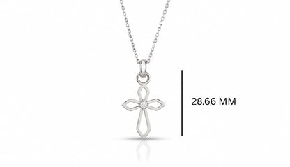 0.08 CT Diamond Cross Pendant Necklace Measurement 