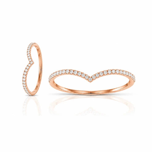 0.09 CT Heart Curve Diamond Ring  Rose Gold