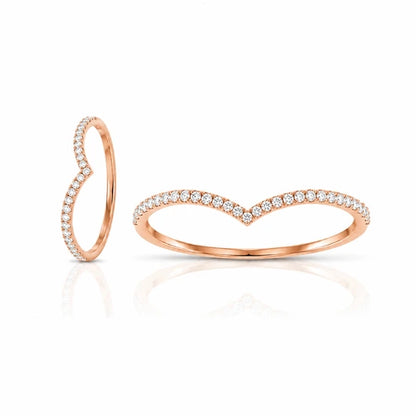 0.09 CT Heart Curve Diamond Ring  Rose Gold