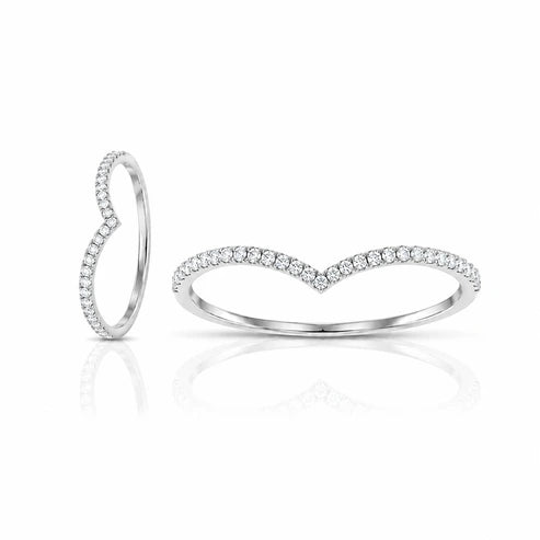 0.09 CT Heart Curve Diamond Ring White Gold