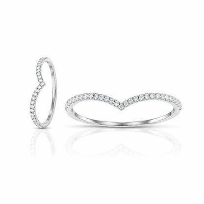 0.09 CT Heart Curve Diamond Ring White Gold