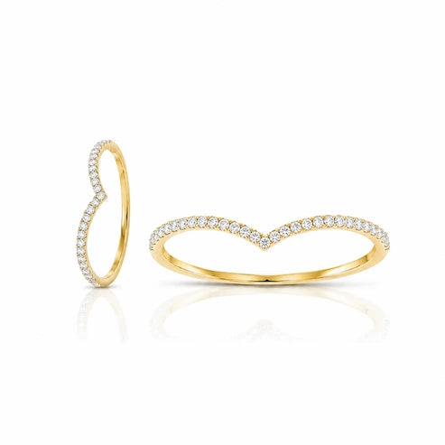 0.09 CT Heart Curve Diamond Ring Yellow Gold