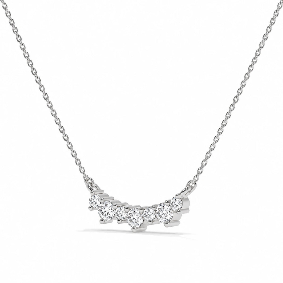 0.17 CTW Dainty Diamond Wave Pendant Necklace – White Gold – Angled View