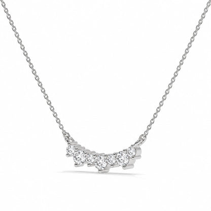 0.17 CTW Dainty Diamond Wave Pendant Necklace – White Gold – Angled View