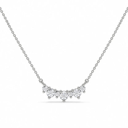 0.17 CTW Dainty Diamond Wave Pendant Necklace – White Gold – Front View