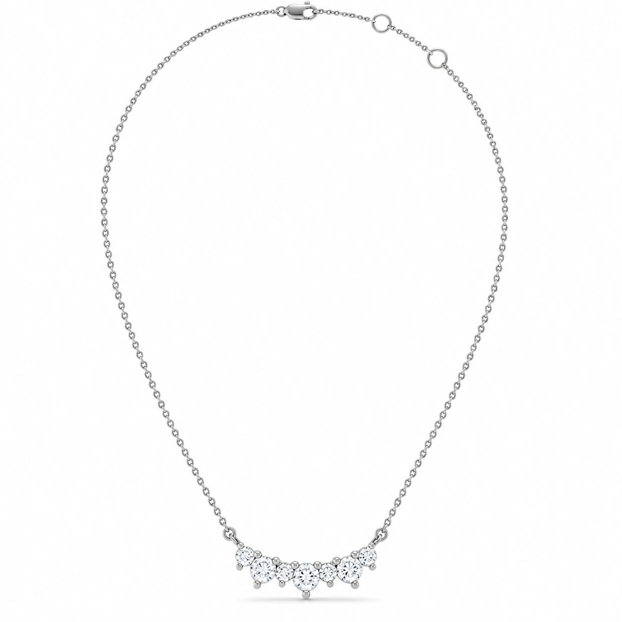 0.17 CTW Dainty Diamond Wave Pendant Necklace – White Gold – Full Necklace