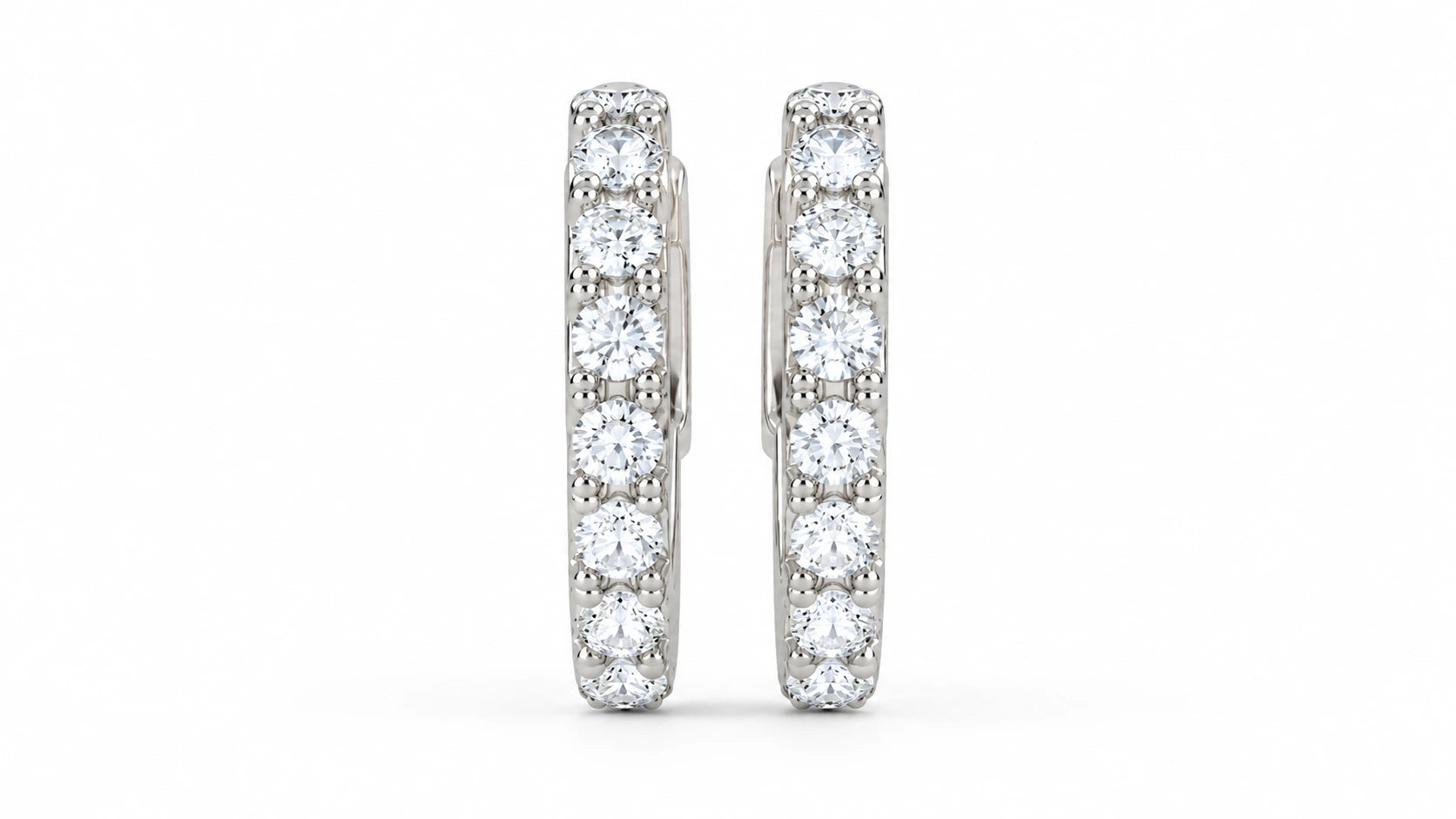 0.18 CTW Diamond Huggie Hoop Earrings White Gold Front View