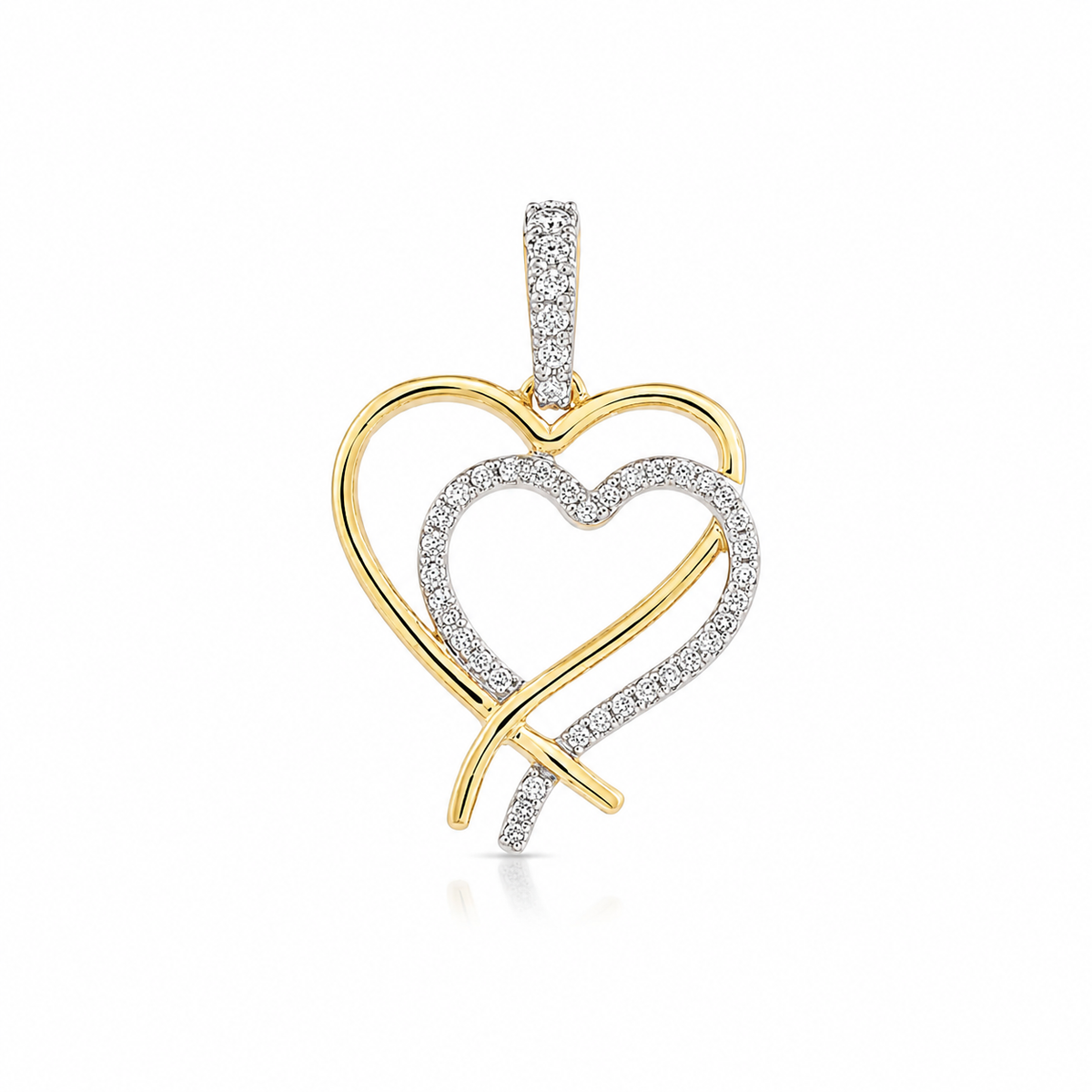 0.19 CTW Double Heart Diamond Pendant Necklace