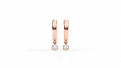 0.21 CTW Diamond Drop Huggie Hoop Earrings – Rose Gold Back View