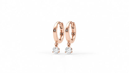 0.21 CTW Diamond Drop Huggie Hoop Earrings – Rose Gold Front View