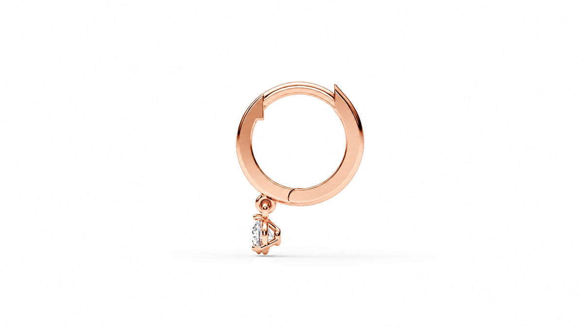 0.21 CTW Diamond Drop Huggie Hoop Earrings – Rose Gold Side View