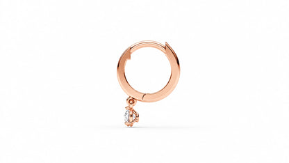 0.21 CTW Diamond Drop Huggie Hoop Earrings – Rose Gold Side View