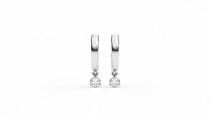 0.21 CTW Diamond Drop Huggie Hoop Earrings – White Gold Back View