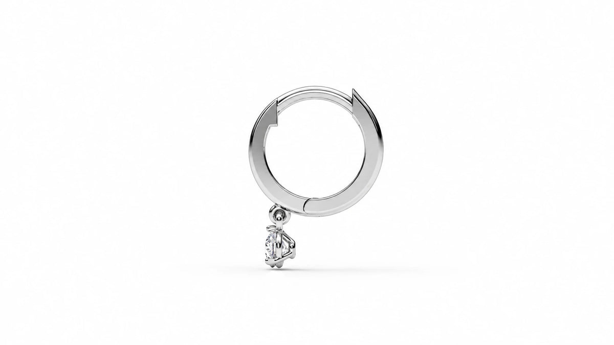 0.21 CTW Diamond Drop Huggie Hoop Earrings – White Gold Side View