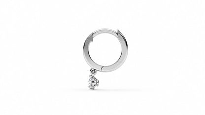 0.21 CTW Diamond Drop Huggie Hoop Earrings – White Gold Side View