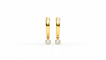 0.21 CTW Diamond Drop Huggie Hoop Earrings – Yellow Gold Back View