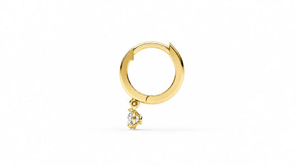0.21 CTW Diamond Drop Huggie Hoop Earrings – Yellow Gold Side View