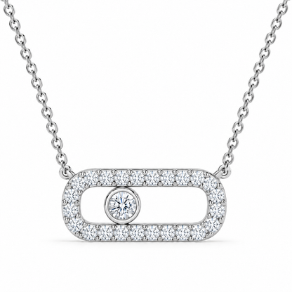 0.21 CT Diamond Oval Link Pendant Necklace-2