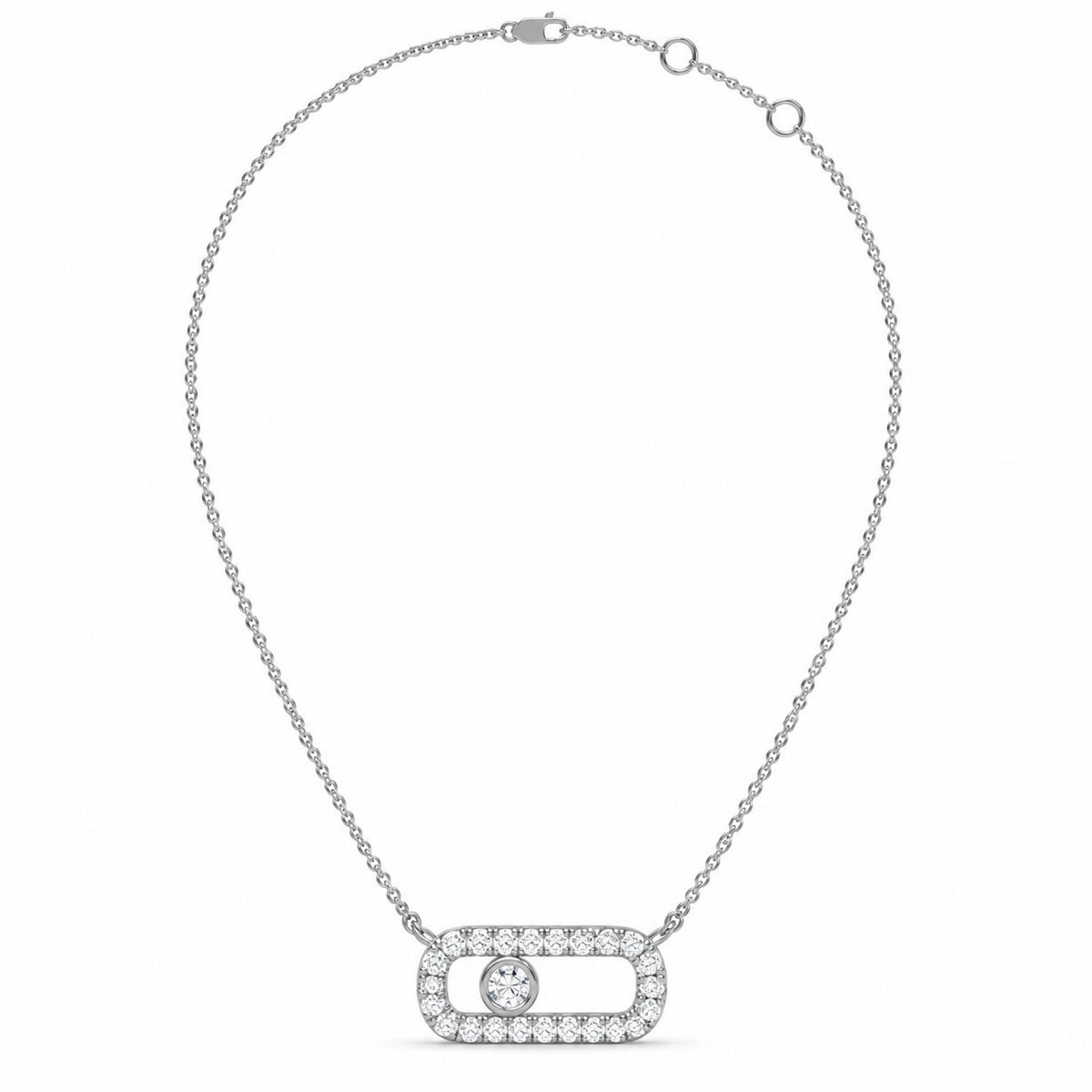 0.21 CT Diamond Oval Link Pendant Necklace-3