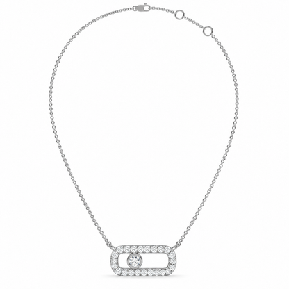 0.21 CT Diamond Oval Link Pendant Necklace-3