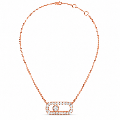 0.21 CT Diamond Oval Link Pendant Necklace-4